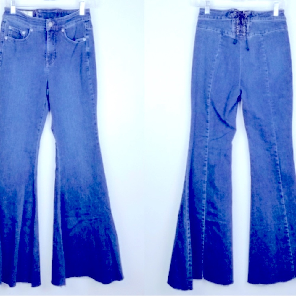 Free People, Curvy, Sailor tie cinch back, ultra hip loving, bell bottoms